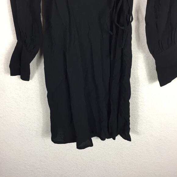 NWT J. Crew Black Drapey Long Sleeve Wrap Mini Dress Size 2 Workwear Classic - Picture 10 of 13